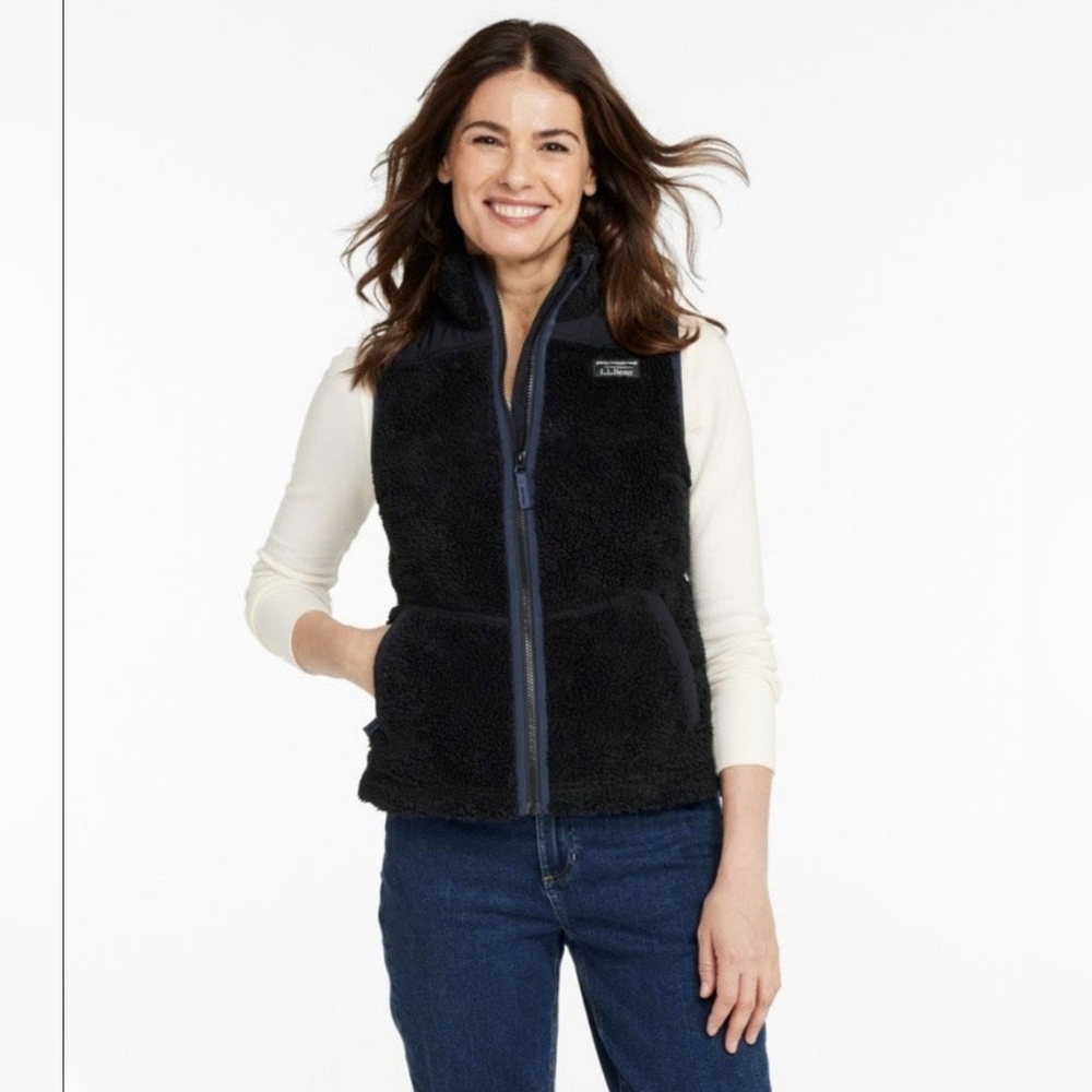 L.L. Bean Sherpa Fleece Vest•Black XL